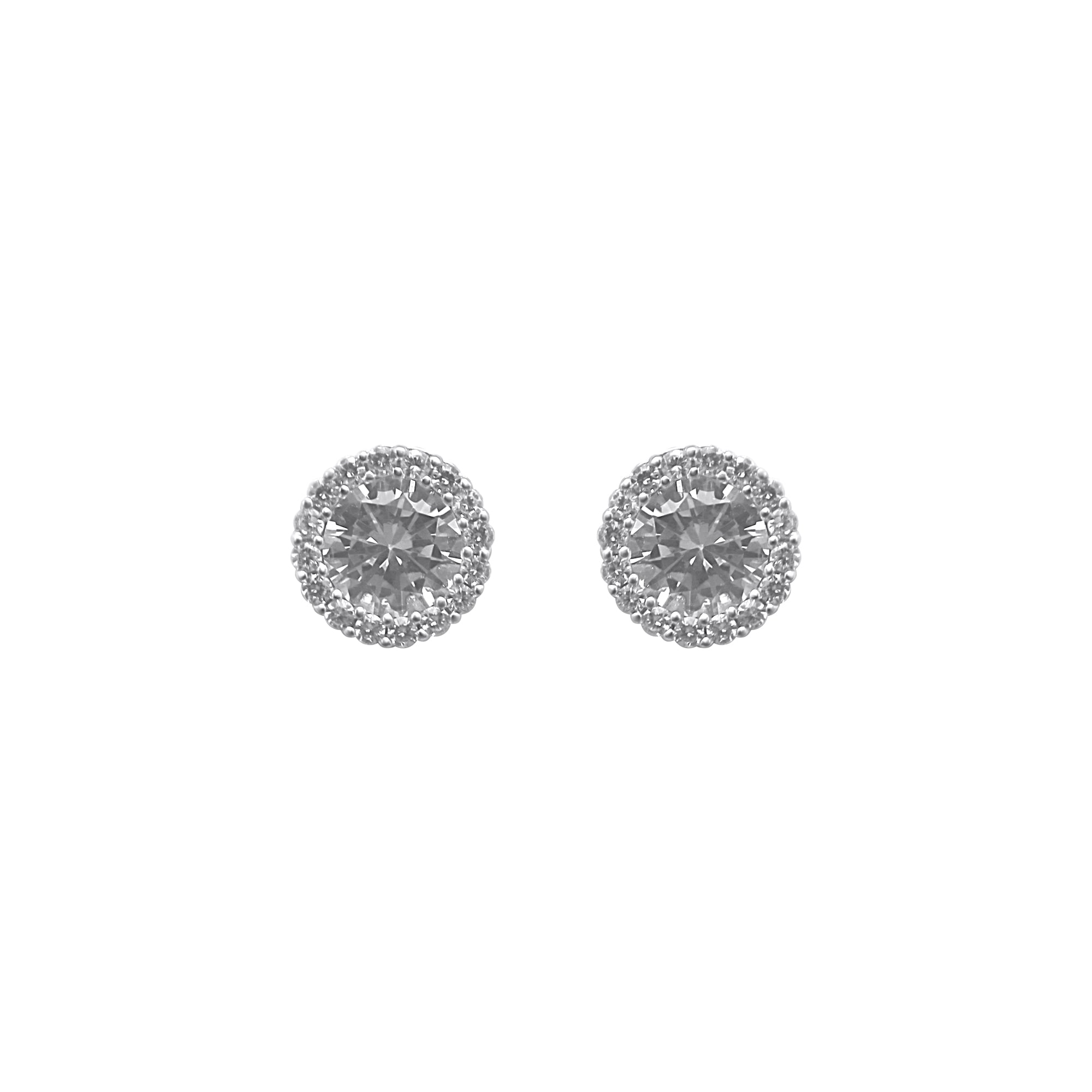 Sterling Silver Thick CZ Circle Earrings