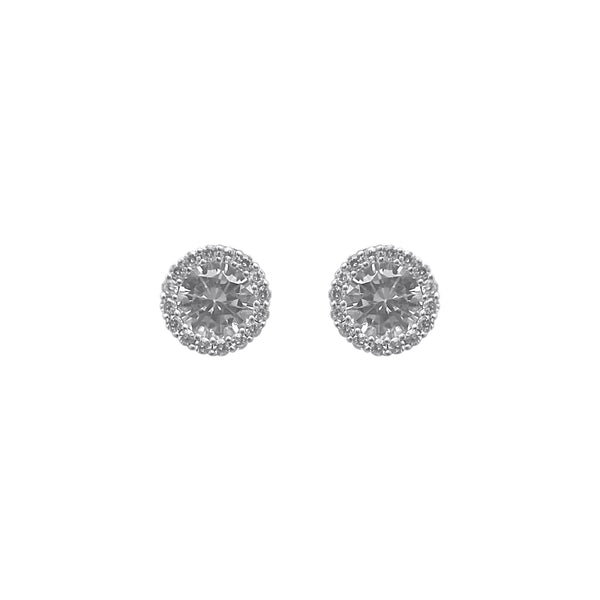 Sterling Silver Thick CZ Circle Earrings