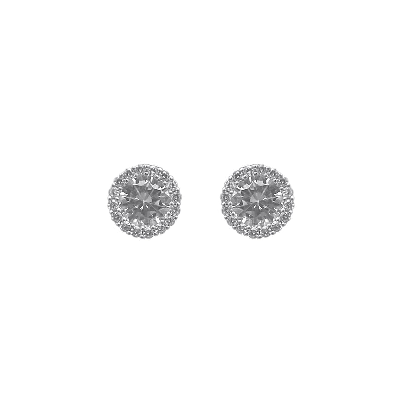 Sterling Silver Thick CZ Circle Earrings