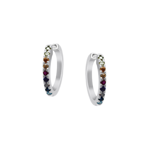Sterling Silver Multi Color Huggie Earrings