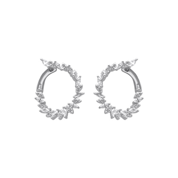 Sterling Silver Curve Half Circle CZ Earrings