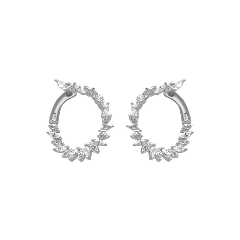 Sterling Silver Curve Half Circle CZ Earrings