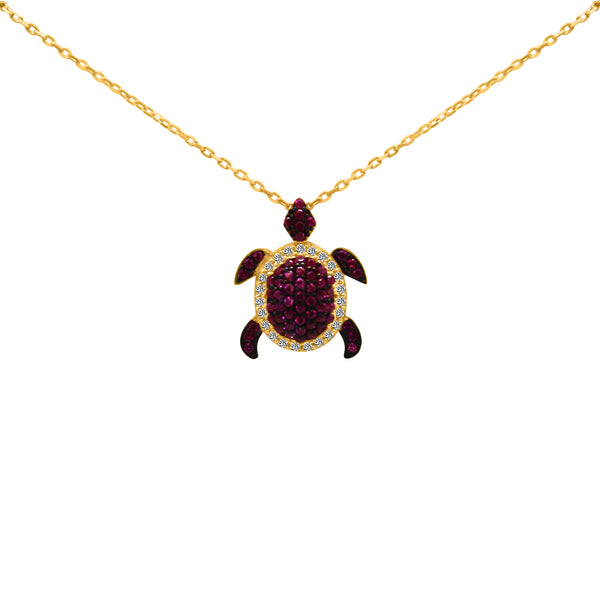 Sterling Silver Pink Turtle Gold Plated Necklace