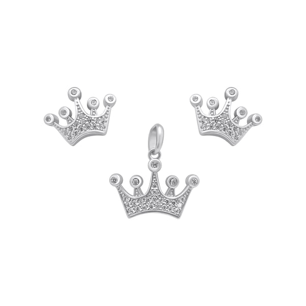 Sterling Silver Crown Earring/Pendant Set