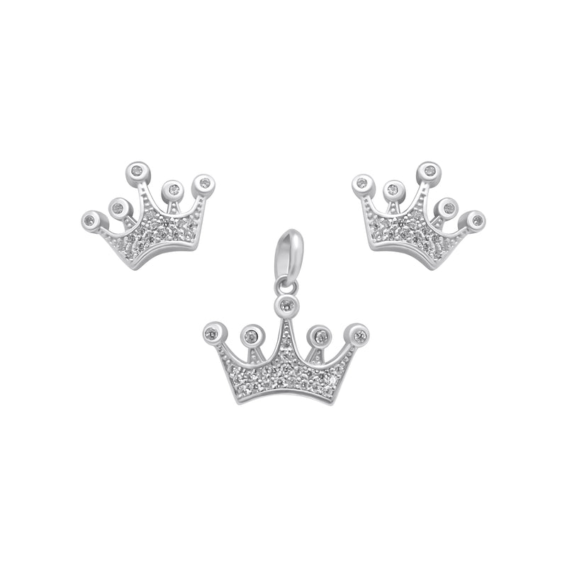 Sterling Silver Crown Earring/Pendant Set