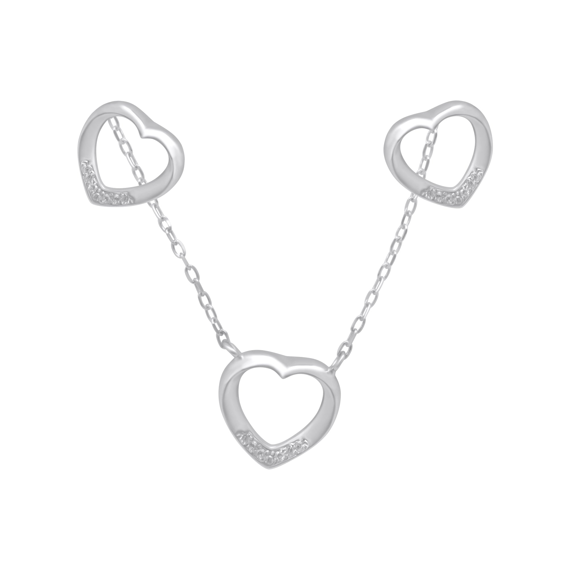 Sterling Silver Open Heart Necklace/Earring Set
