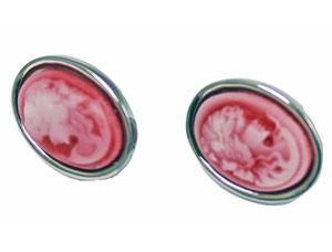 Non Silver Oval 0.6 X 0.5" Cameo Pair Of Stud Earrings Matching Pendant : Sspy0154. - Atlanta Jewelers Supply