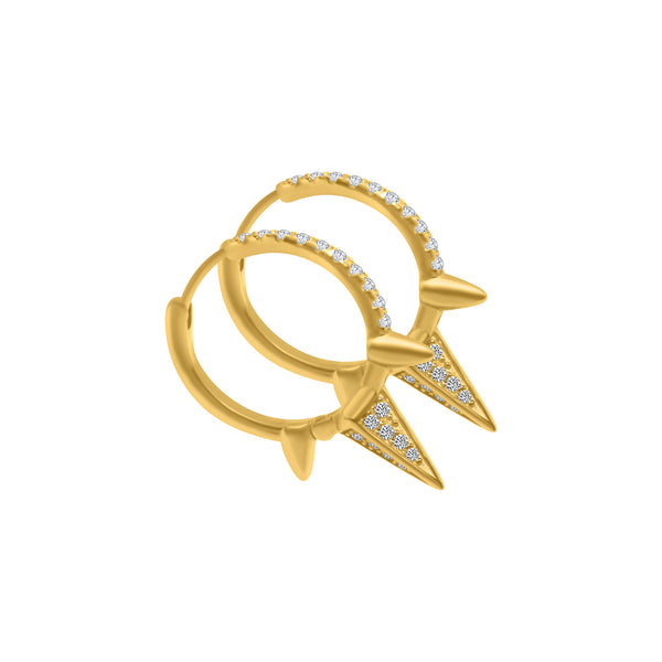 Sterling Silver CZ Spikes Hoop Earrings