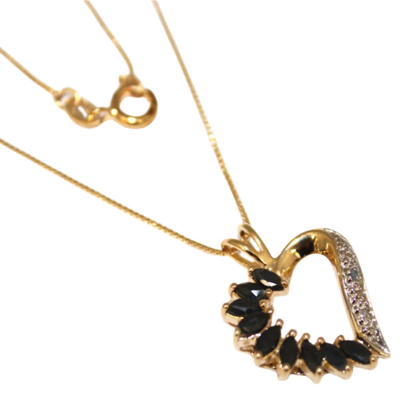 Sterling Silver Gold Plated Heart Gemstone CZ Necklace