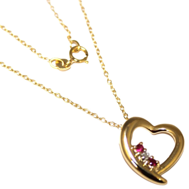 Ruby Heart Gold Plated Necklace - Atlanta Jewelers Supply