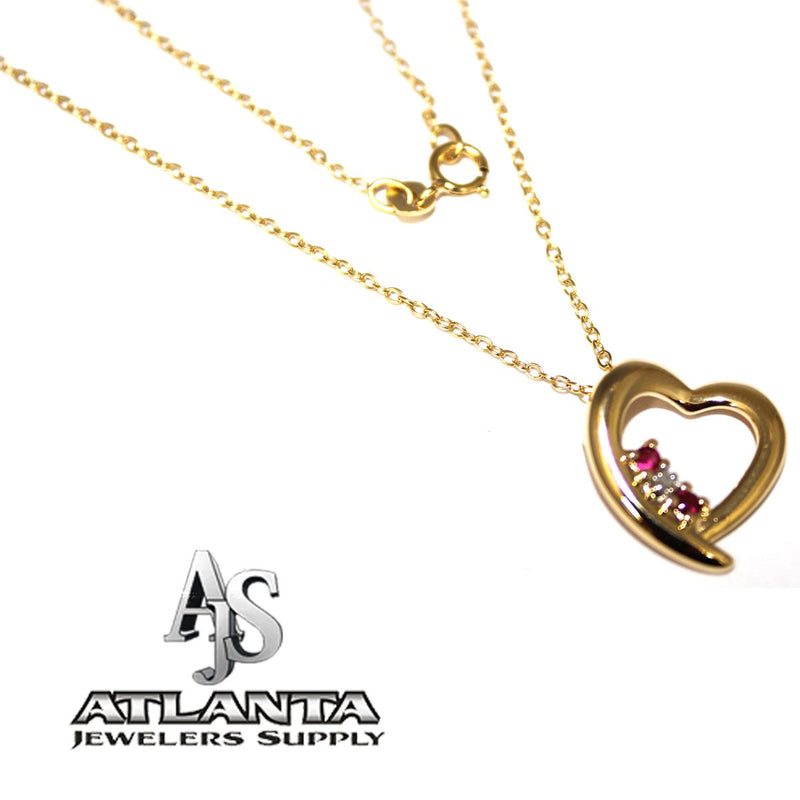 Ruby Heart Gold Plated Necklace - Atlanta Jewelers Supply