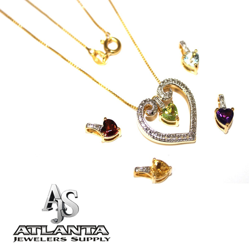 Interchangable Heart Necklace With Gold Plated Chain - Atlanta Jewelers Supply