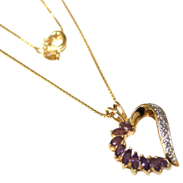 Cz & Ruby Heart Necklace With Gold Plated Chain - Atlanta Jewelers Supply