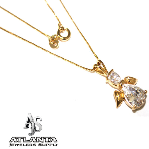 Cz Angel Pendant With Gold Plated Chain - Atlanta Jewelers Supply