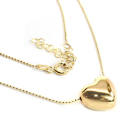 Gold Sterling Silver Bold Heart 0.4 (10 Mm) Necklace 16 Chain Included With A 2 Extension. - Atlanta Jewelers Supply
