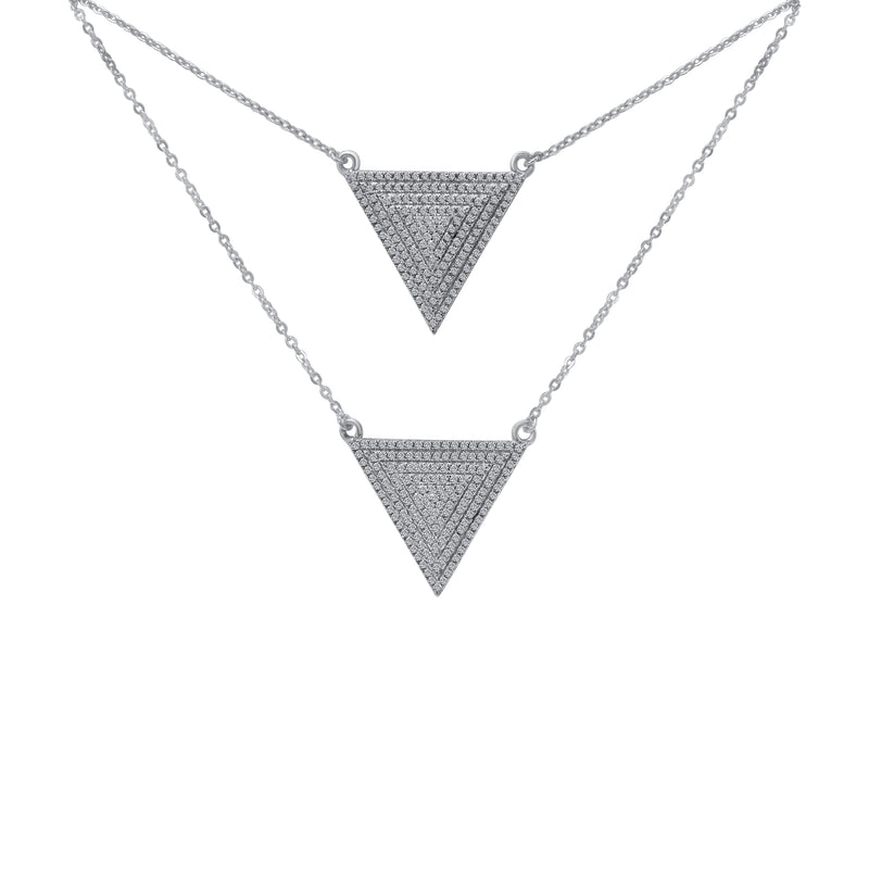 Sterling Silver Layered Triangle Necklace