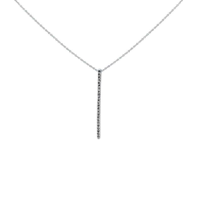 Sterling Silver Vertical Bar CZ Necklace