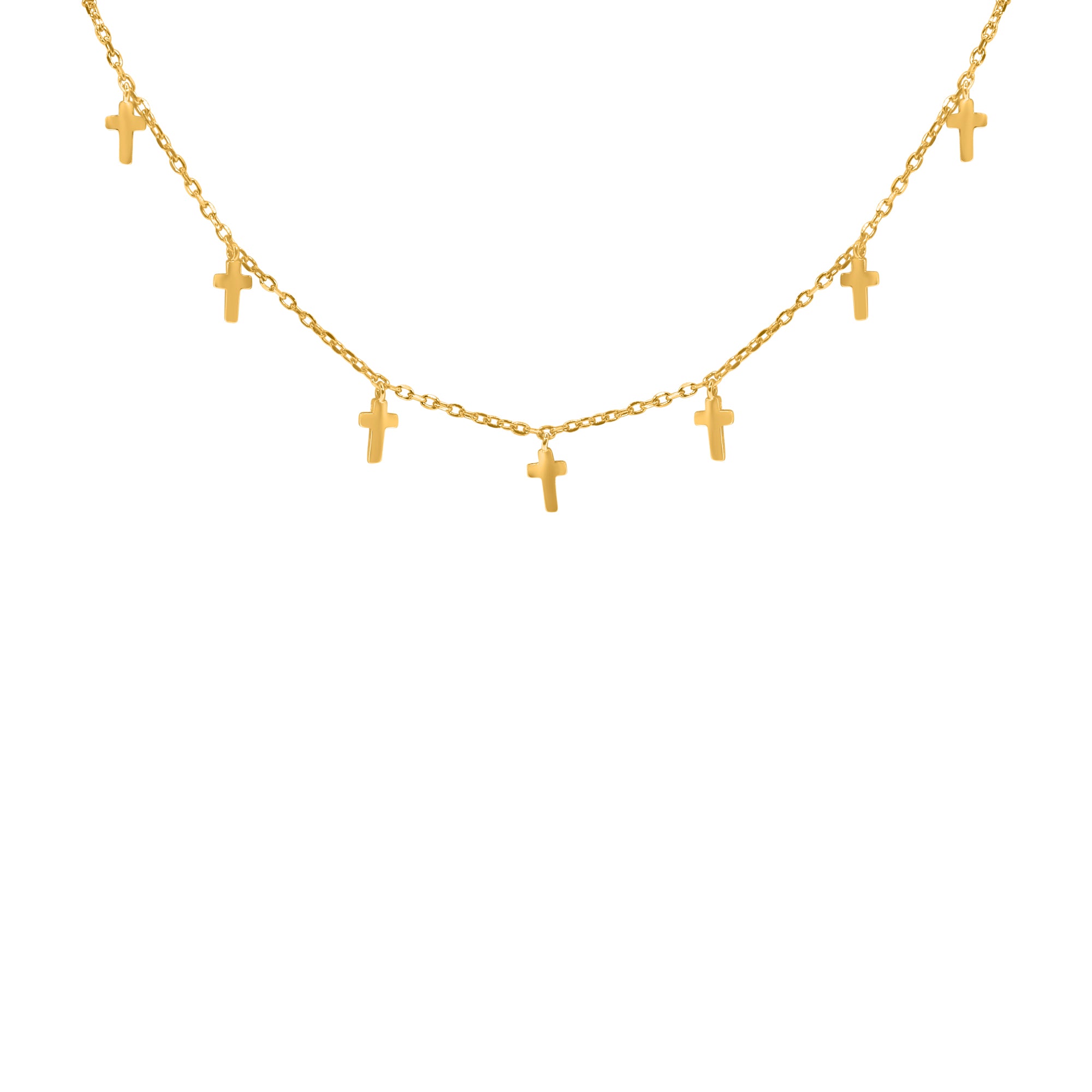 Sterling Silver Gold Plate Station Cross Necklace