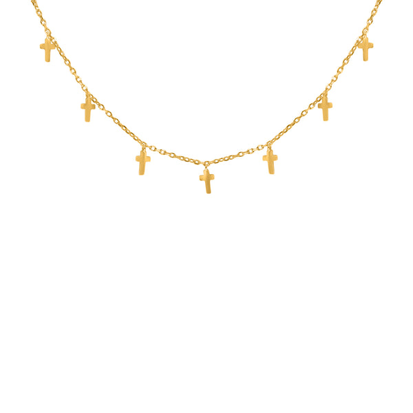 Sterling Silver Gold Plate Station Cross Necklace
