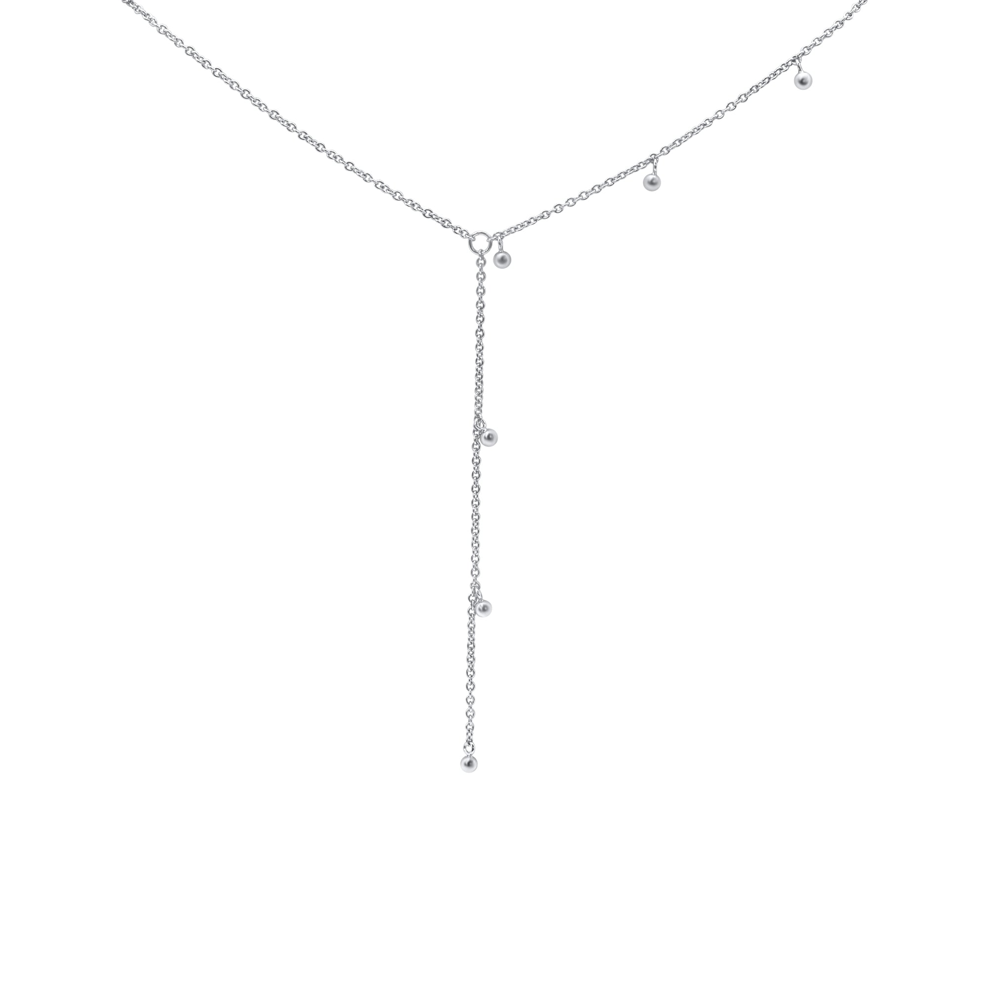 Sterling Silver Y Necklace with Small Silver Bead