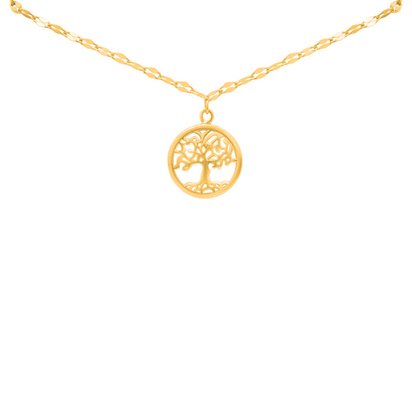 Sterling Silver Gold Plate Lana Chain Tree of Life with Mother of Pearl Background
