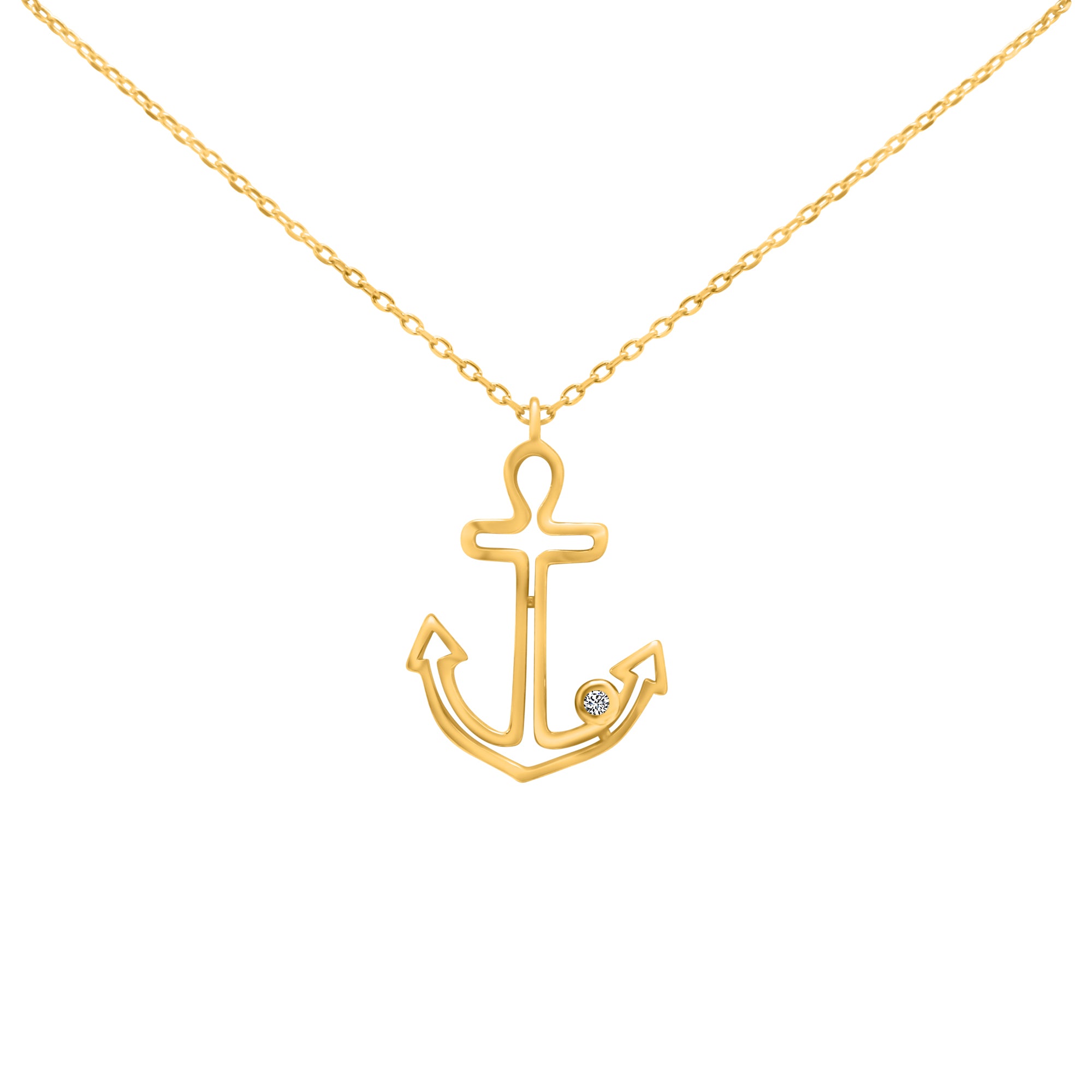 Sterling Silver Gold Plate Anchor Necklace