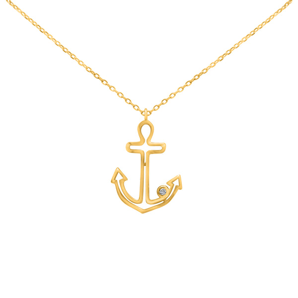 Sterling Silver Gold Plate Anchor Necklace