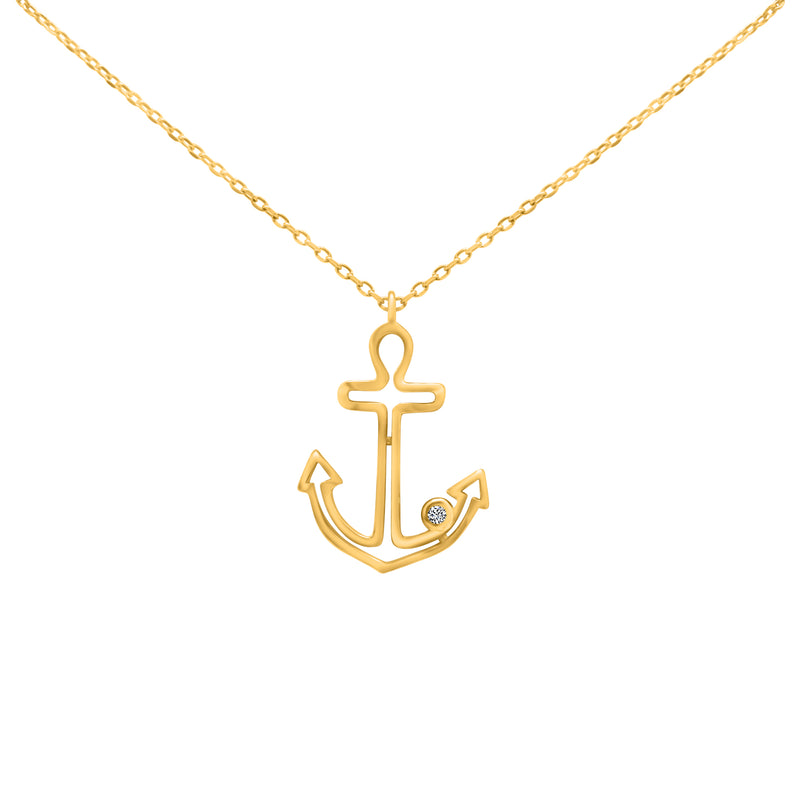 Sterling Silver Gold Plate Anchor Necklace