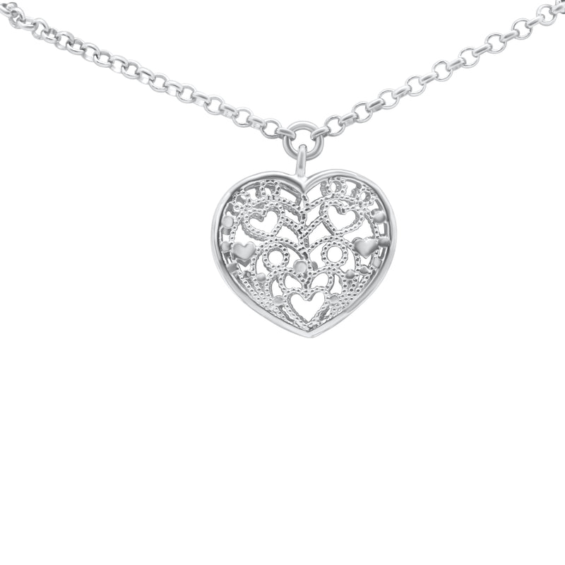 Sterling Silver Decorative Heart Necklace