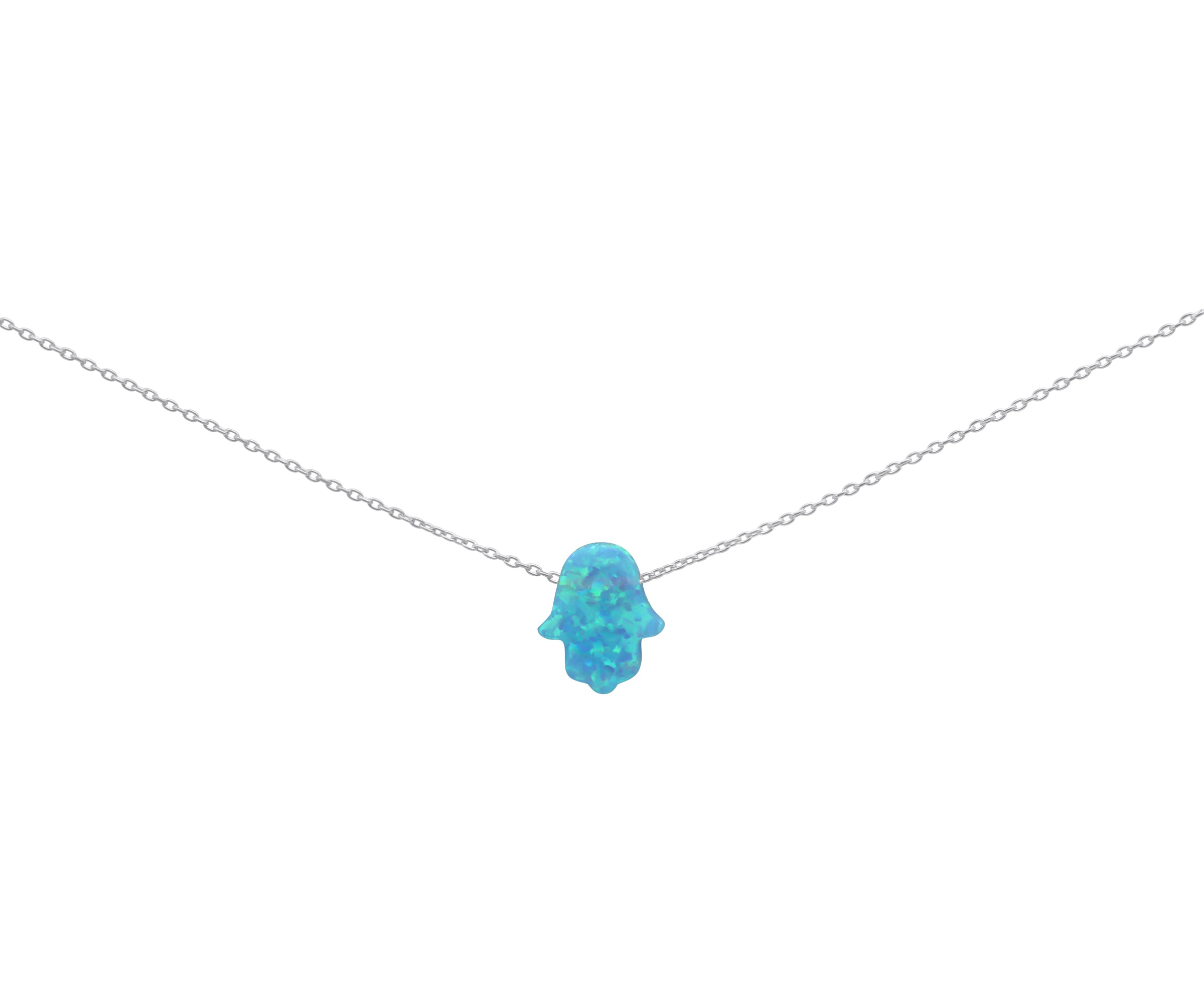 Sterling Silver Blue Hamsa Hand