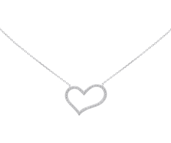 Sterling Silver CZ Heart Necklace