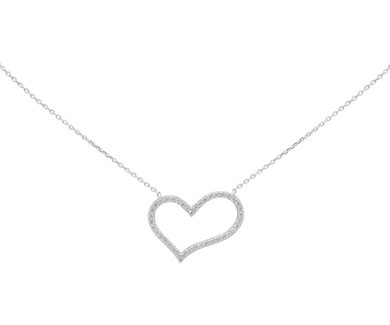 Sterling Silver CZ Heart Necklace