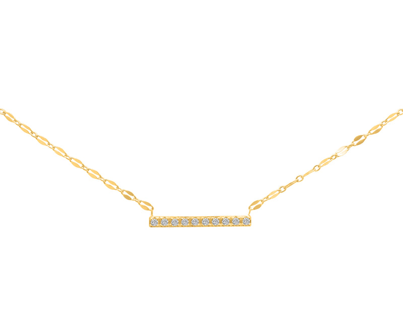 Sterling Silver Lana Chain CZ Bar Necklace