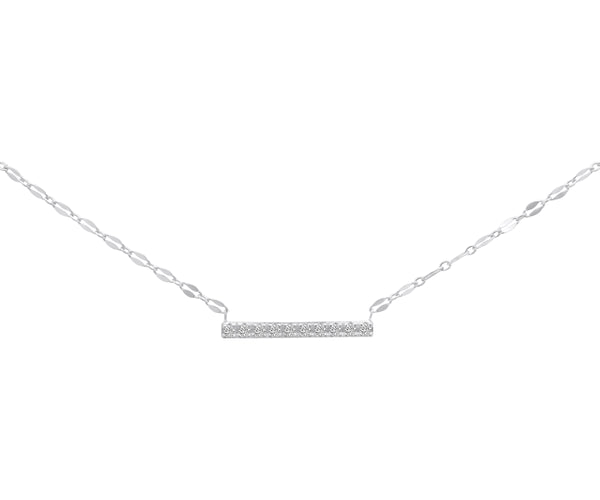 Sterling Silver Lana Chain CZ Bar Necklace