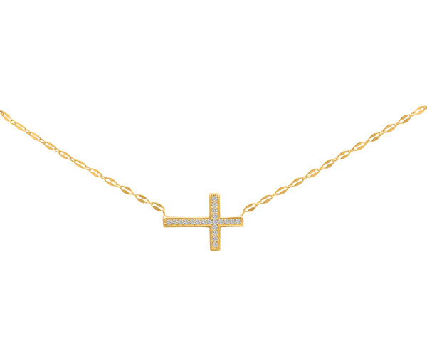 Sterling Silver Lana Chain Large CZ Cross Necklace