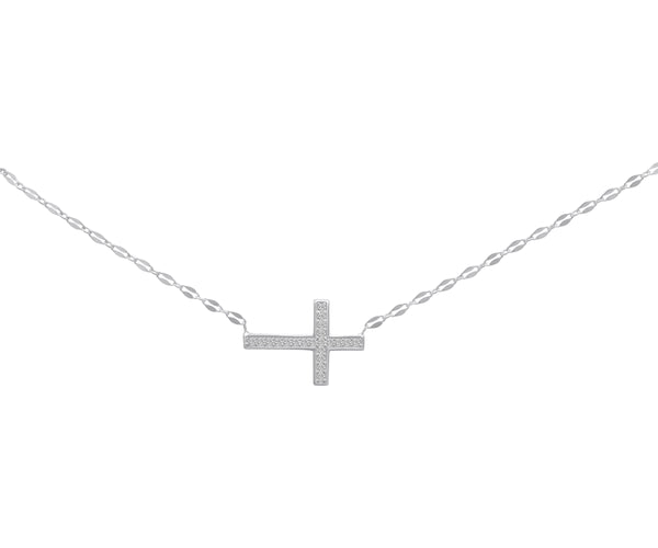 Sterling Silver Lana Chain Large CZ Cross Necklace