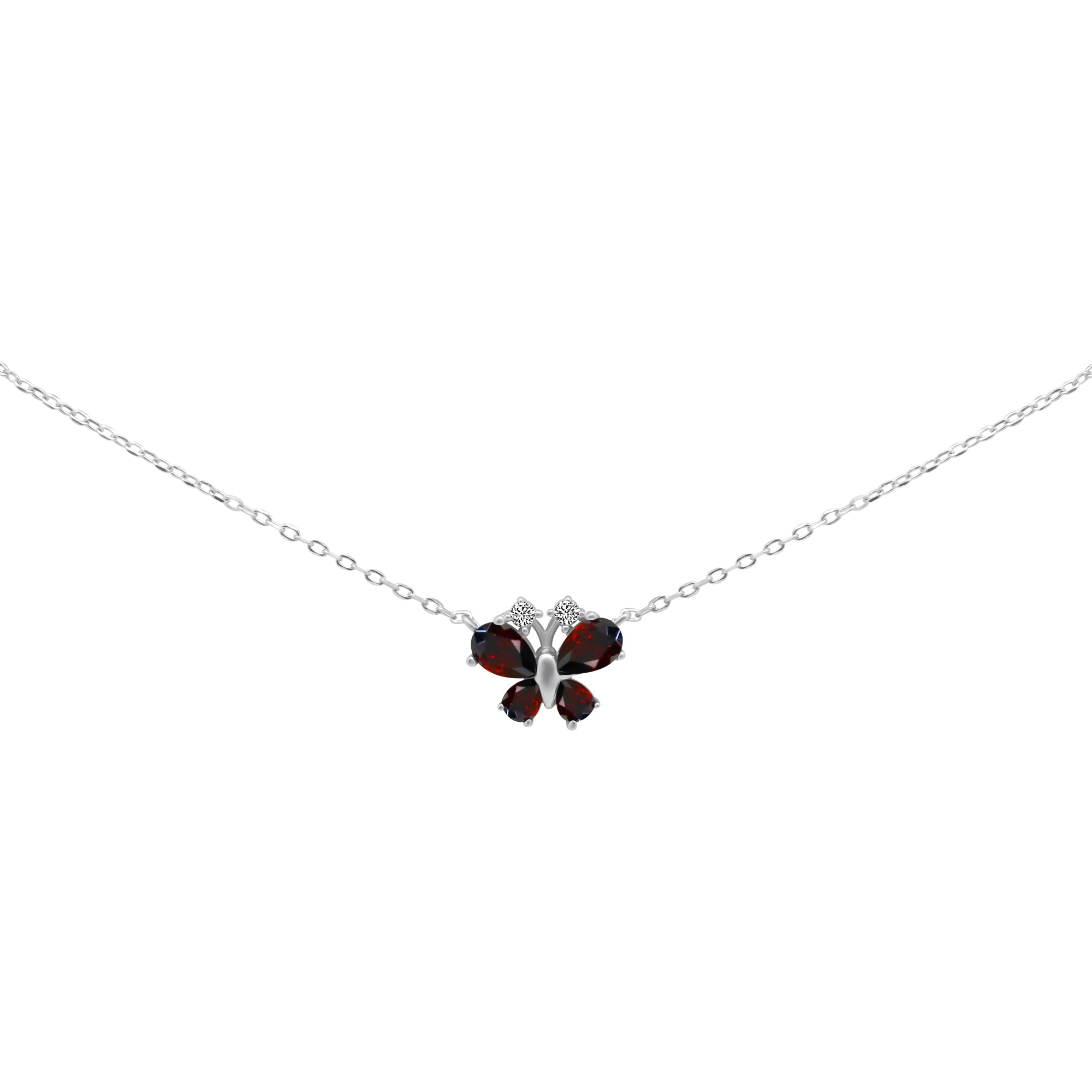 Sterling Silver Color Gemstone Butterfly Necklace