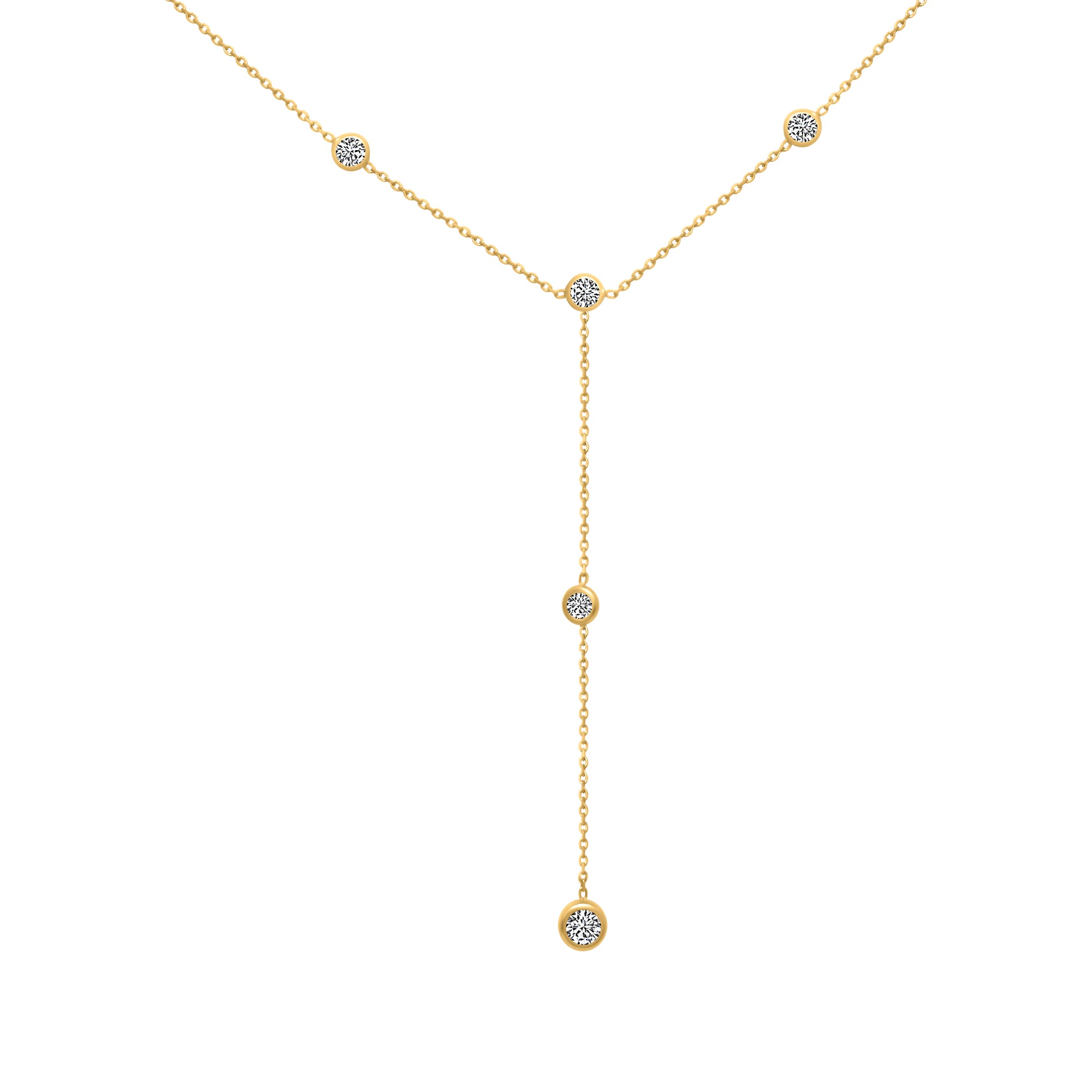 Sterling Silver Diamond By The Yard Y Necklace