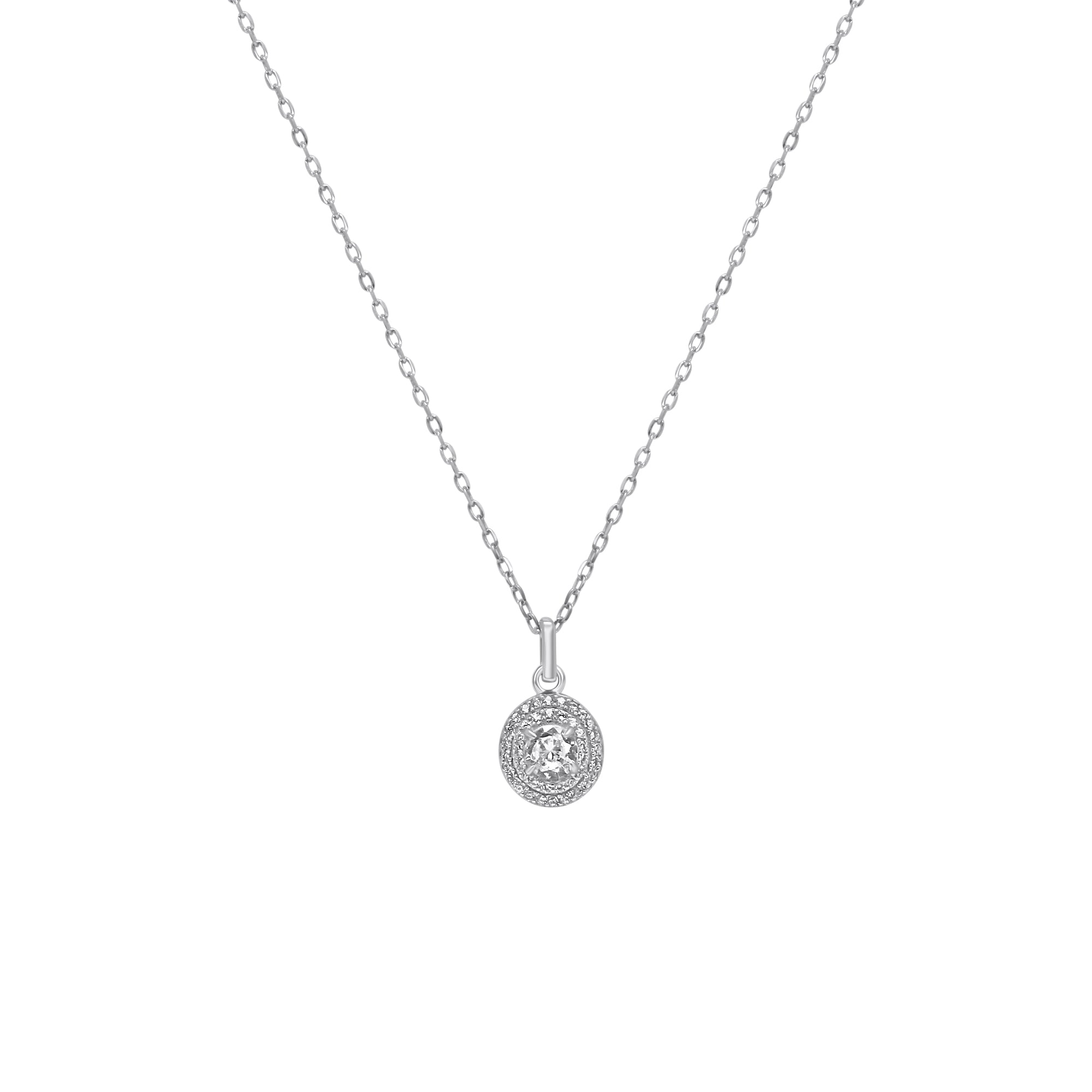 Sterling Silver CZ Circle Necklace