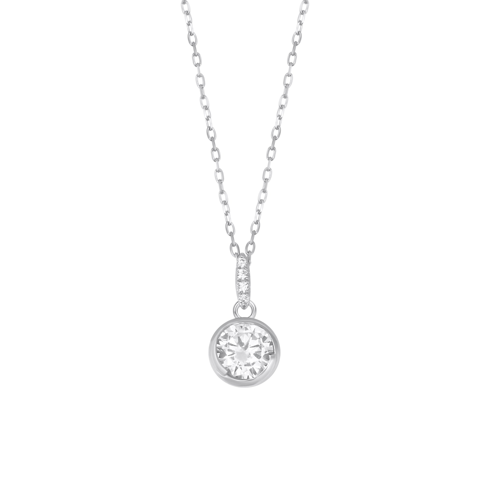 Sterling Silver Circle CZ Necklace