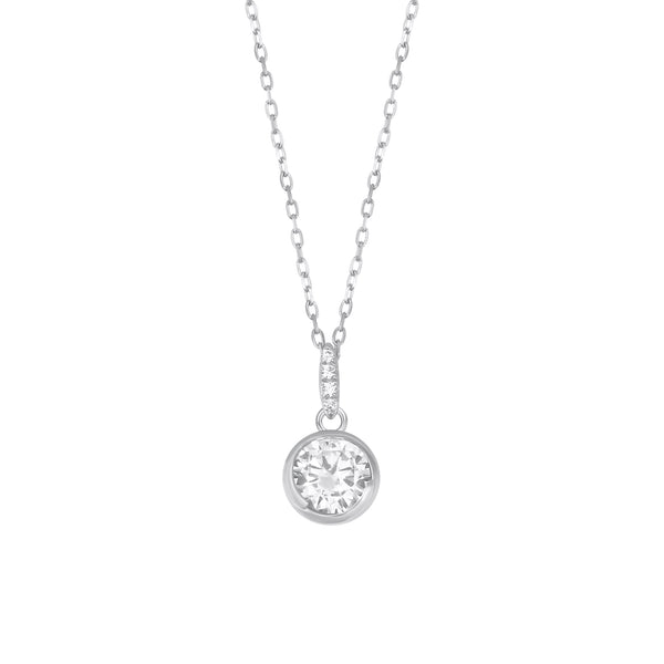 Sterling Silver Circle CZ Necklace