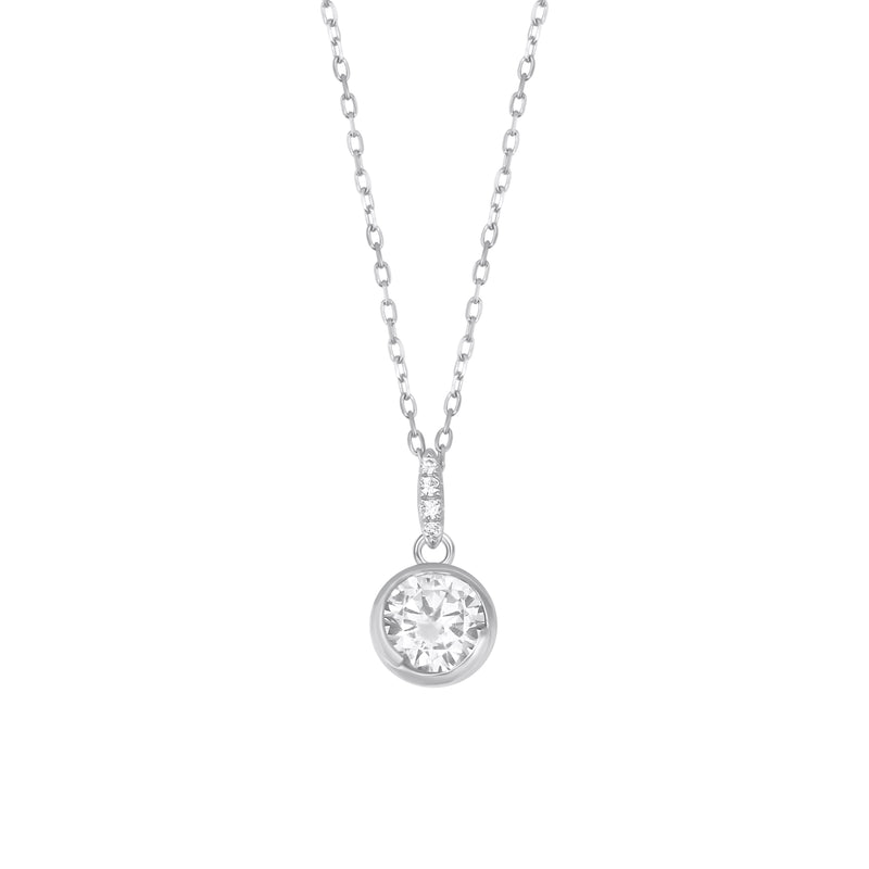Sterling Silver Circle CZ Necklace