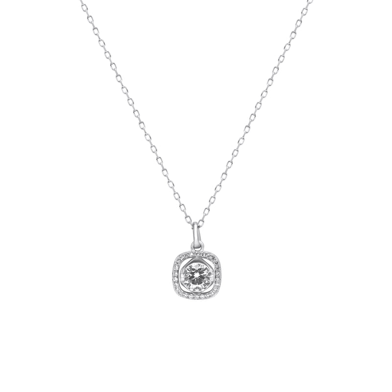 Sterling Silver Square CZ Necklace