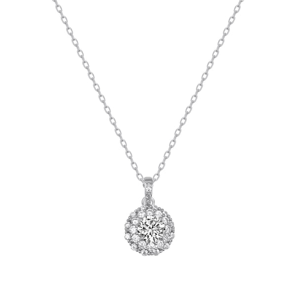 Sterling Silver Round CZ Necklace