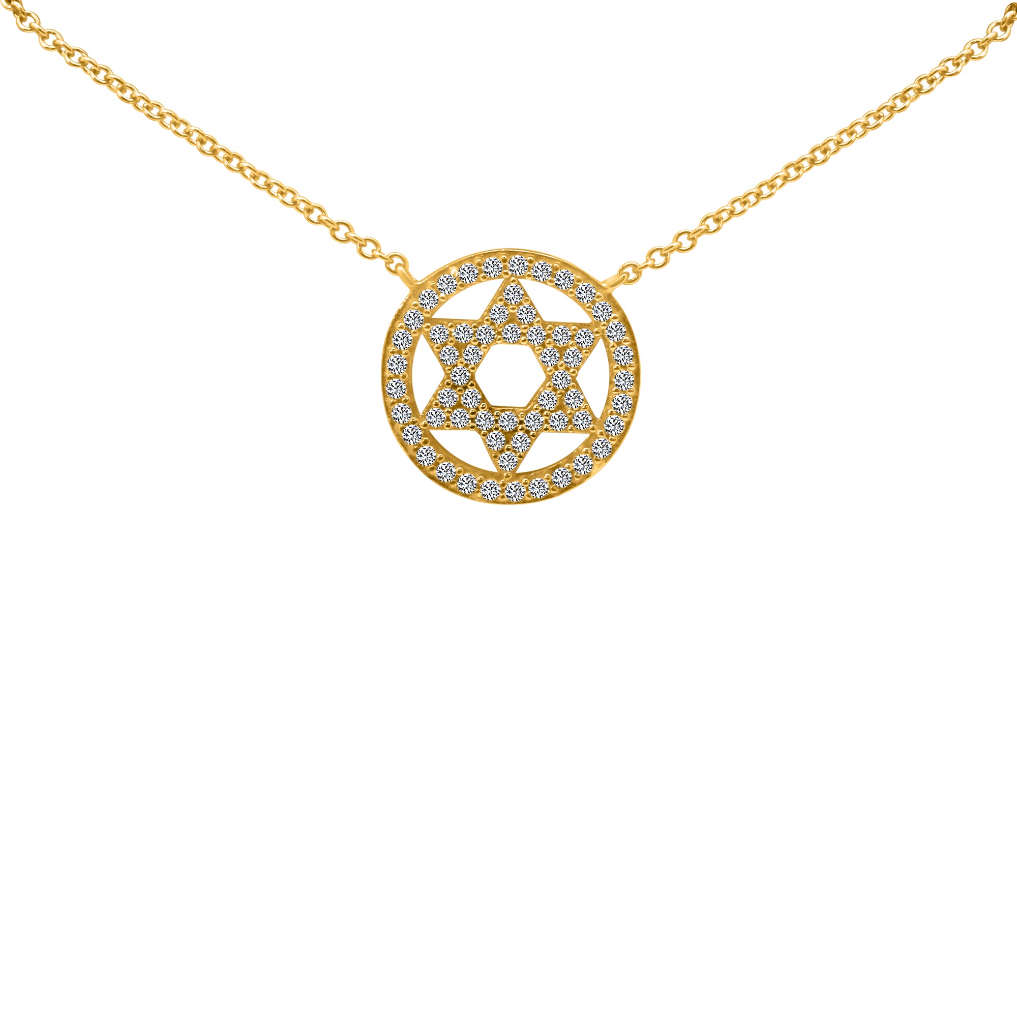 Sterling Silver Star of David CZ Necklace
