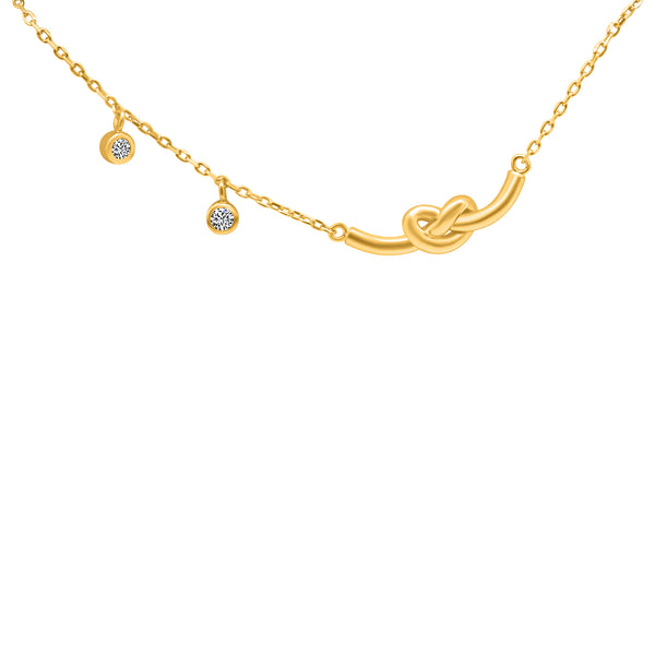 Sterling Silver Gold Smile Knot Necklace