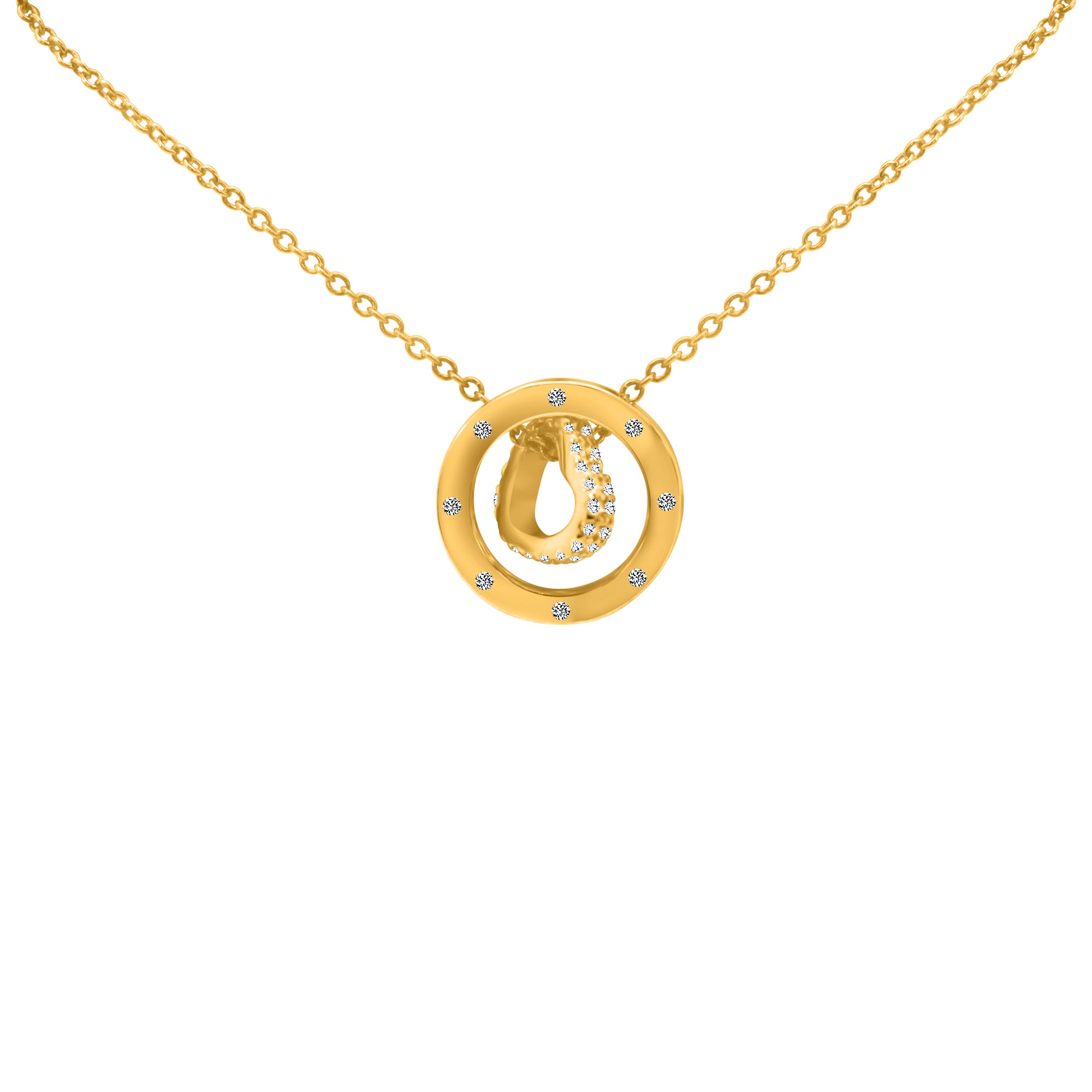 Sterling Silver Gold Plated Round Disc with Heart Inside