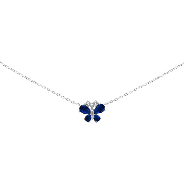 Sterling Silver Color Gemstone Butterfly Necklace