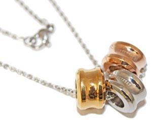 Stainless Steel Necklace With Tri-Color Ring Tubes Strung Through - Atlanta Jewelers Supply