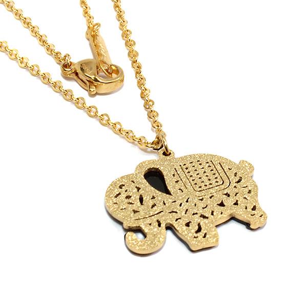 Stylish Stainless Steel 0.8 X 0.6 Gold Glittered Elephant Necklace - Atlanta Jewelers Supply